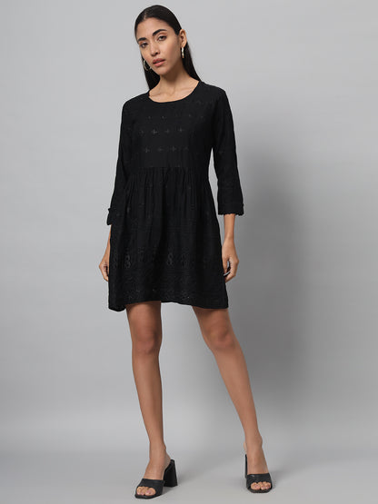 Women A-line Black Dress