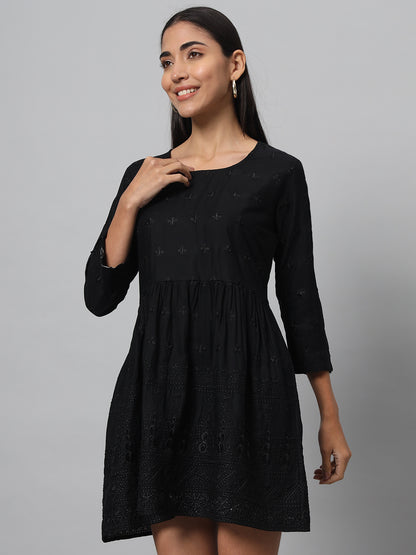 Women A-line Black Dress