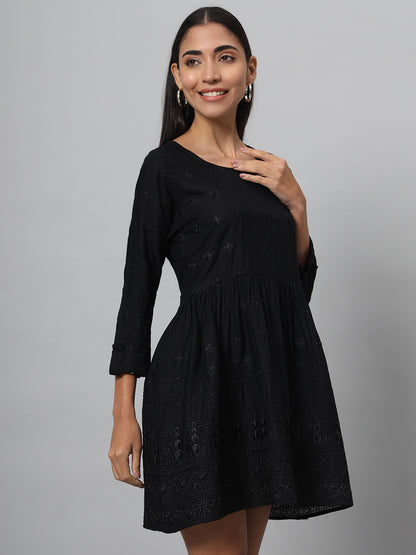 Women A-line Black Dress