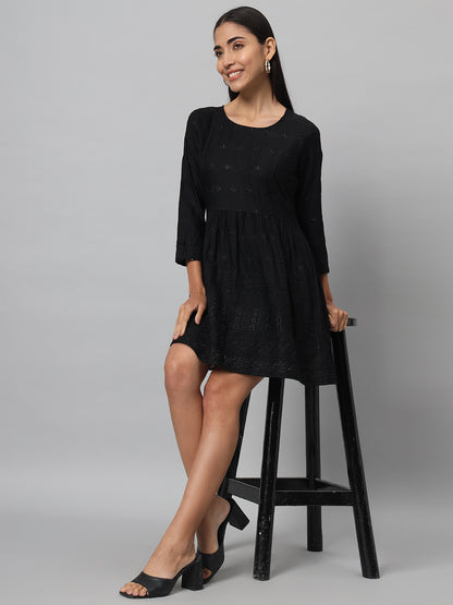 Women A-line Black Dress