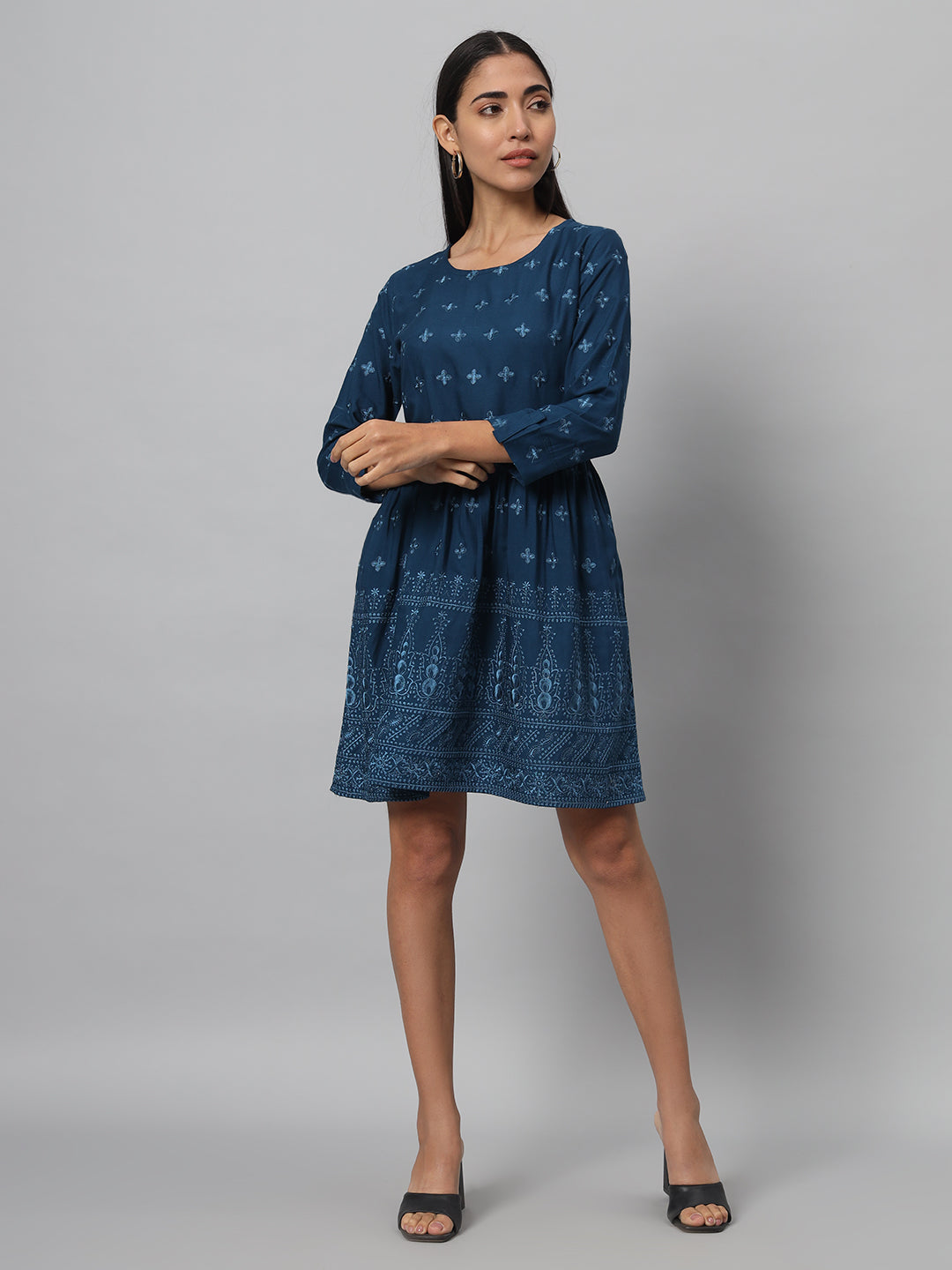 Women A-line Dark Blue Dress