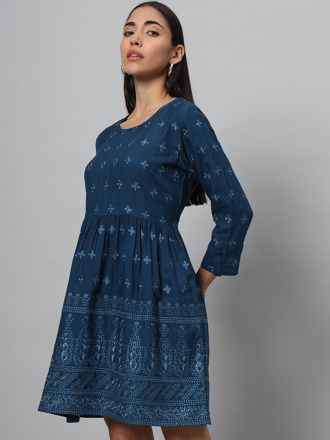 Women A-line Dark Blue Dress