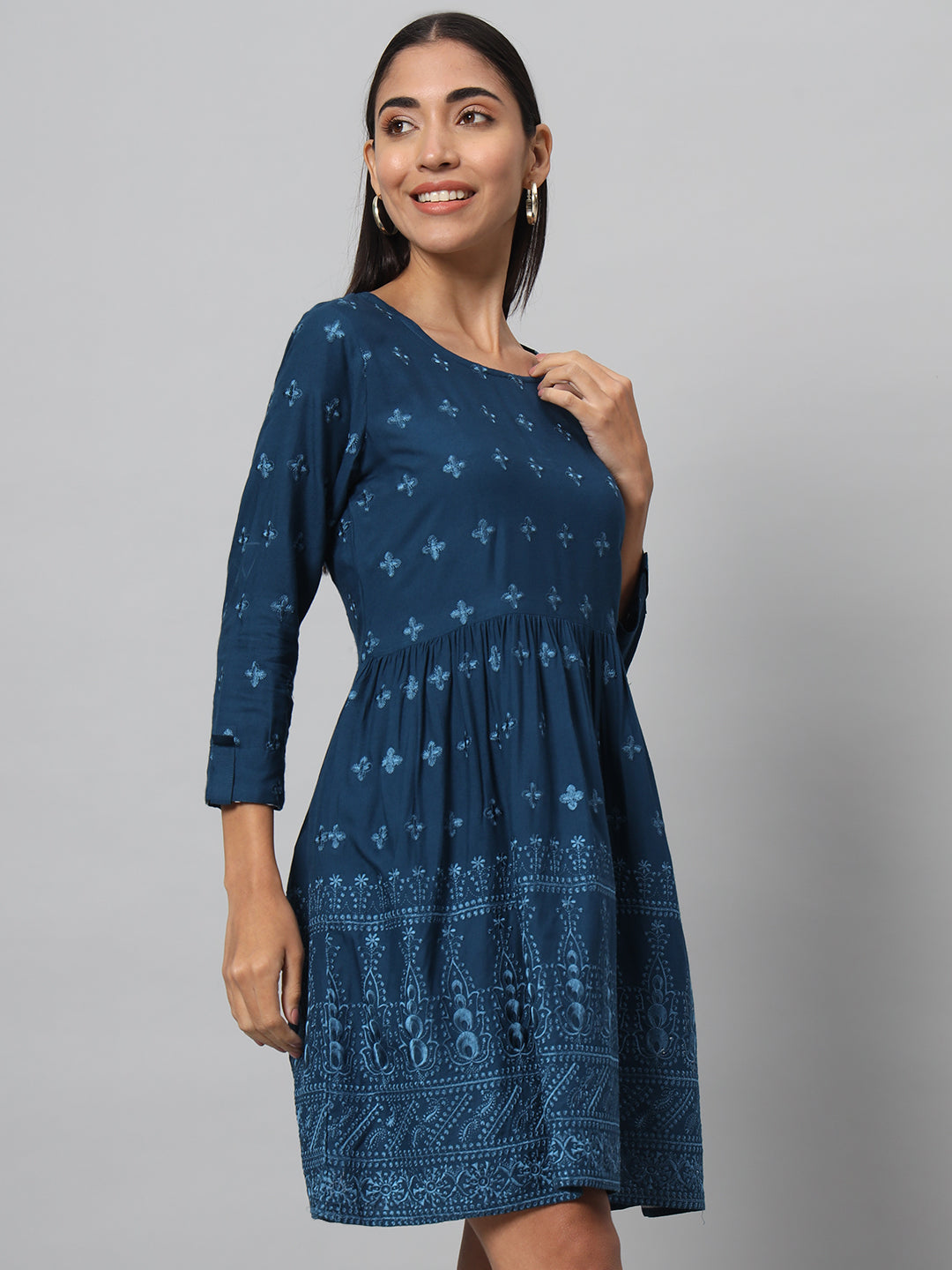 Women A-line Dark Blue Dress