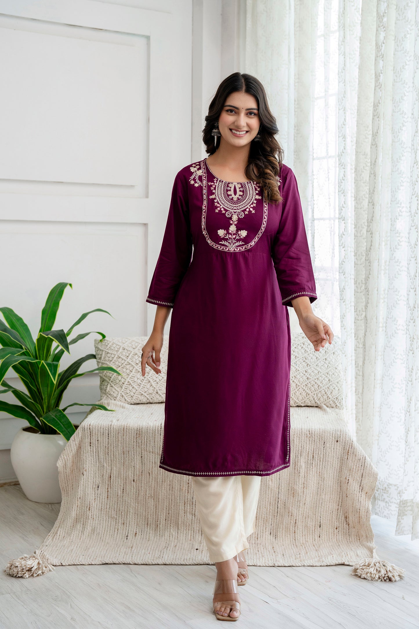 Women Viscose Rayon Kurta Pant Set