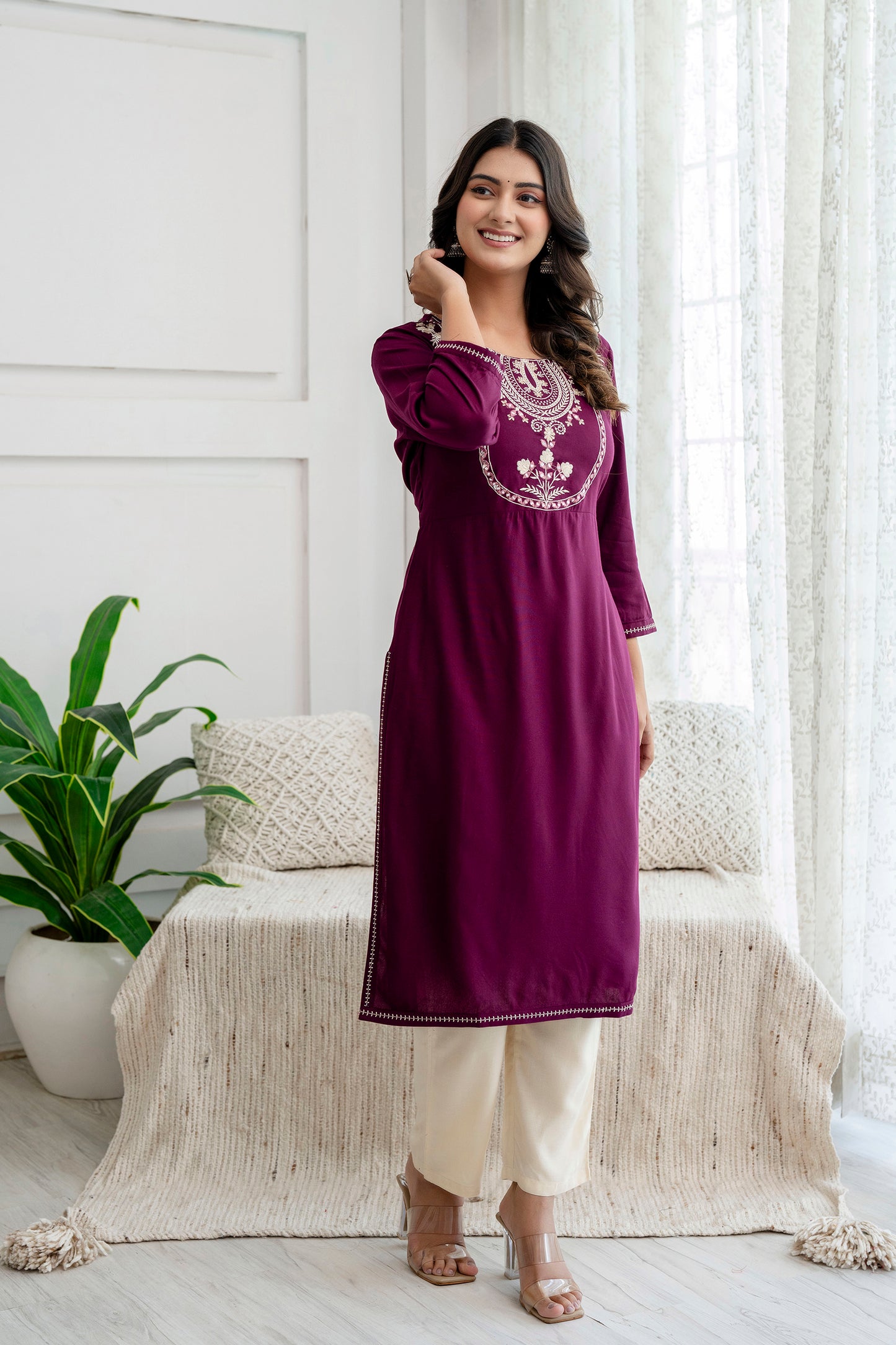 Women Viscose Rayon Kurta Pant Set