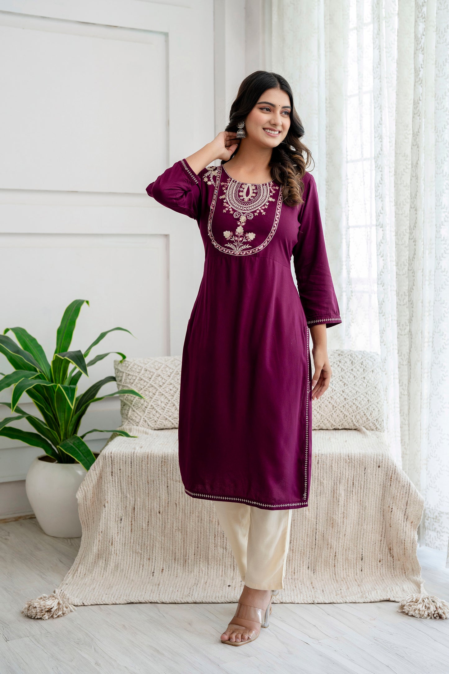 Women Viscose Rayon Kurta Pant Set