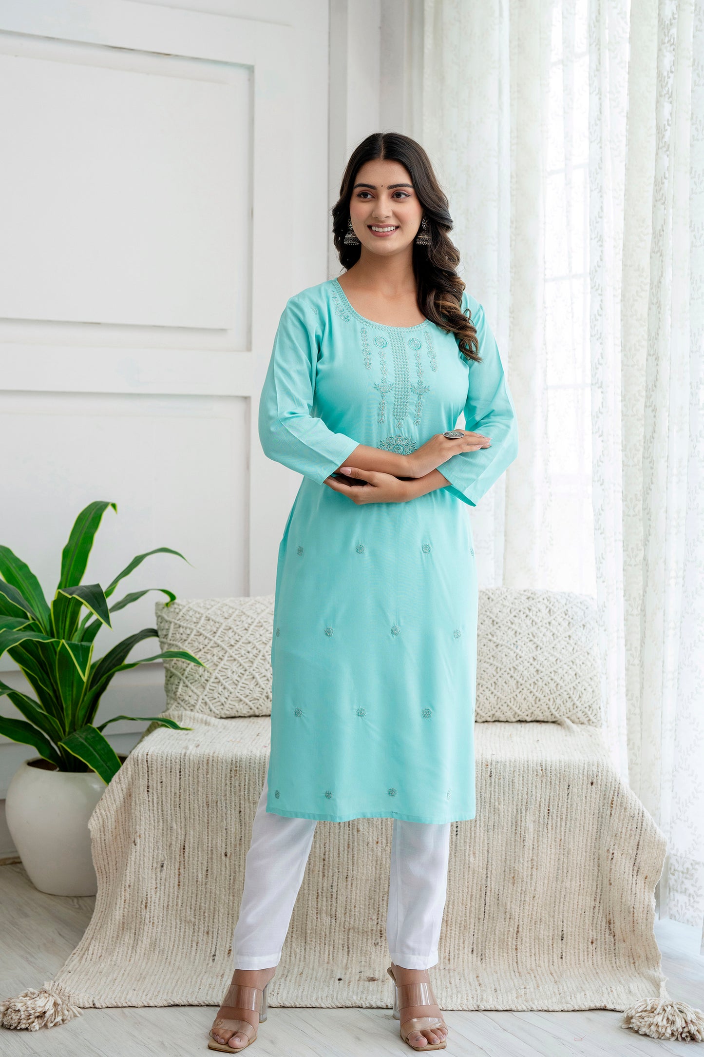 Women Viscose Rayon Kurta Pant Set