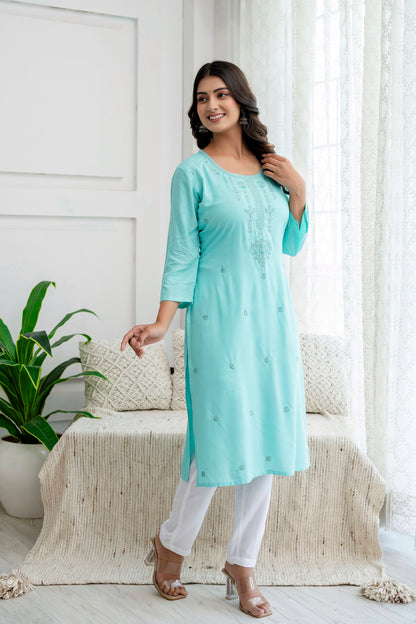 Women Viscose Rayon Kurta Pant Set