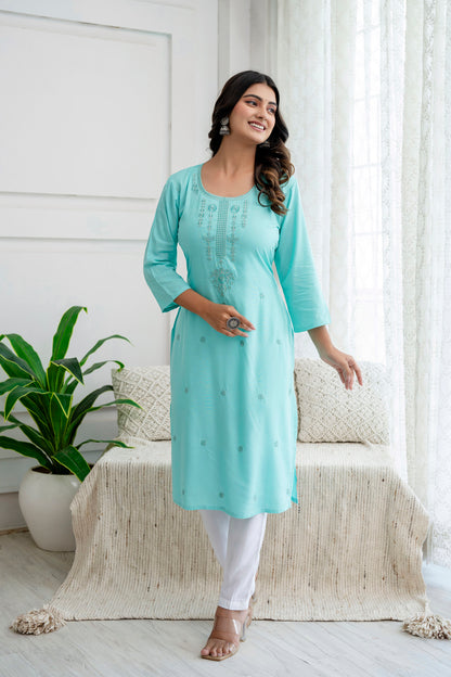 Women Viscose Rayon Kurta Pant Set