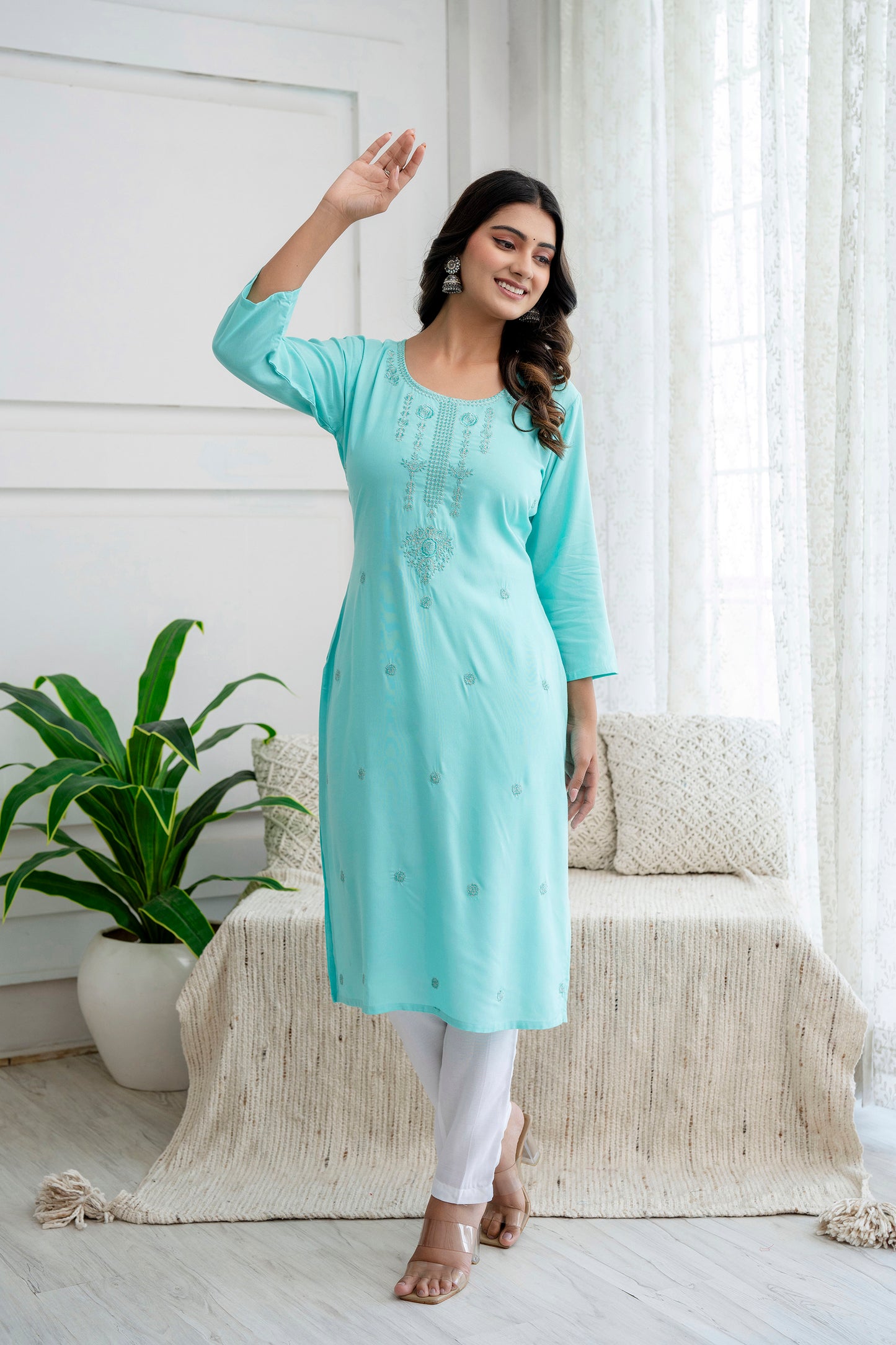 Women Viscose Rayon Kurta Pant Set