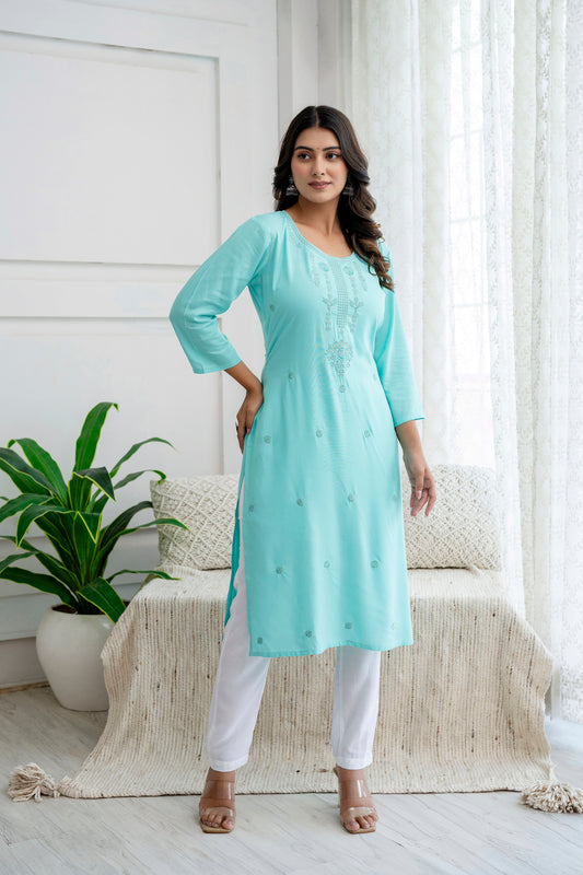 Women Viscose Rayon Kurta Pant Set