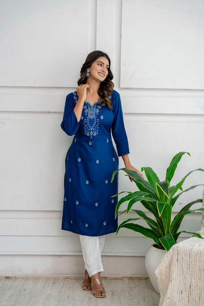 Women Viscose Rayon Kurta Pant Set