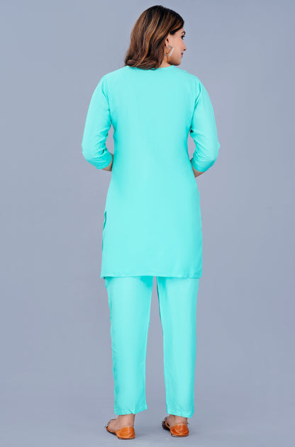 Women Viscose Rayon Kurta Pant Set