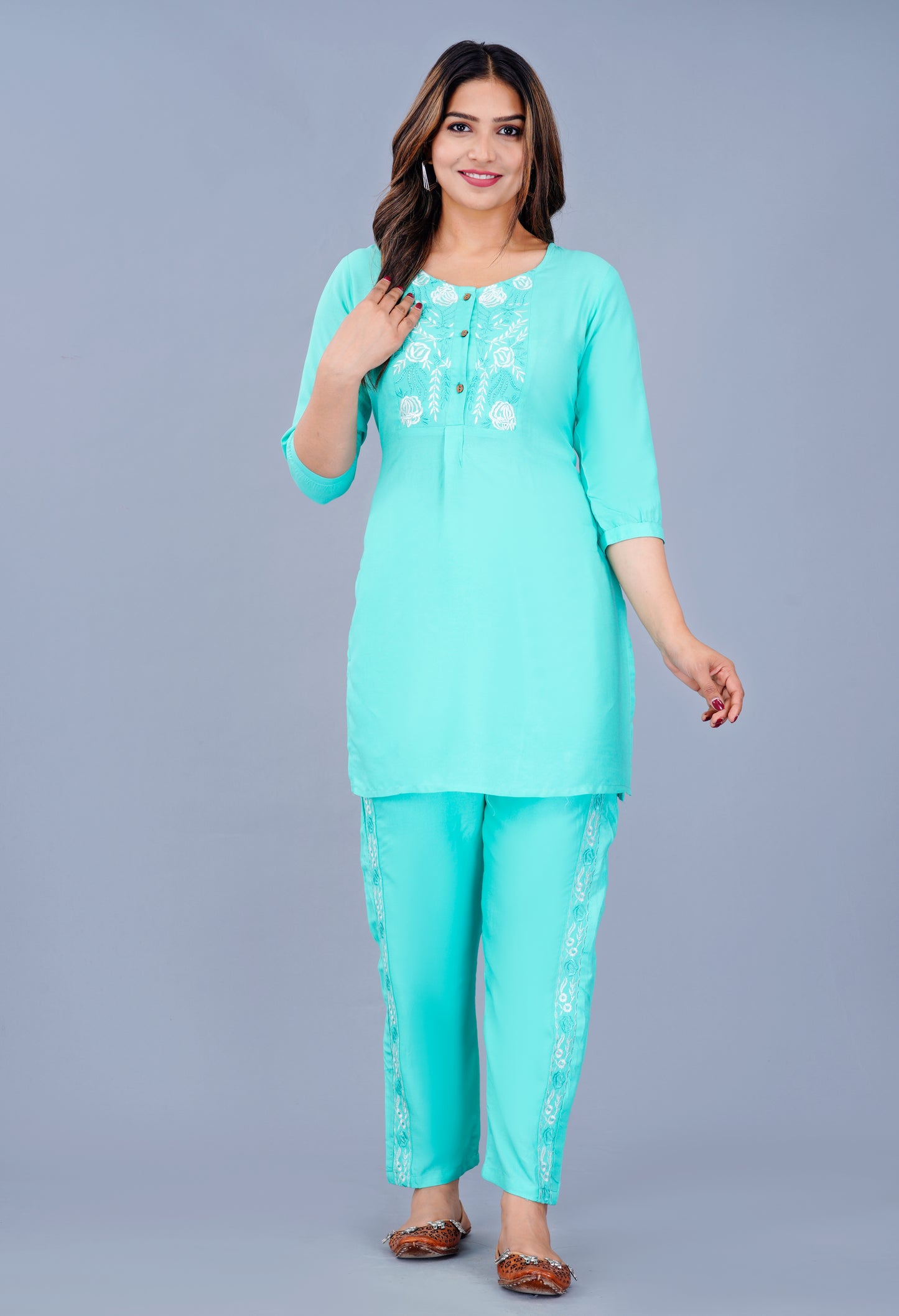 Women Viscose Rayon Kurta Pant Set