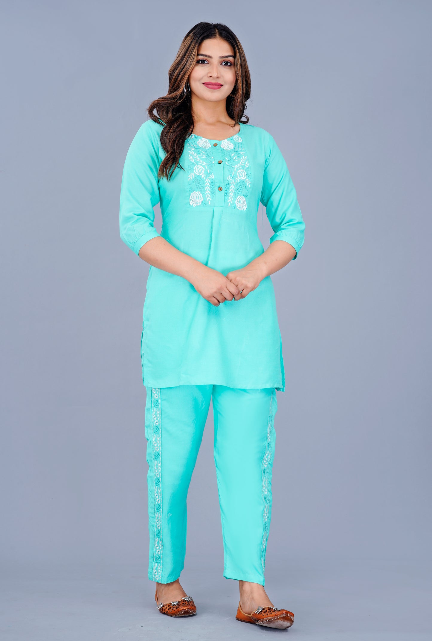 Women Viscose Rayon Kurta Pant Set