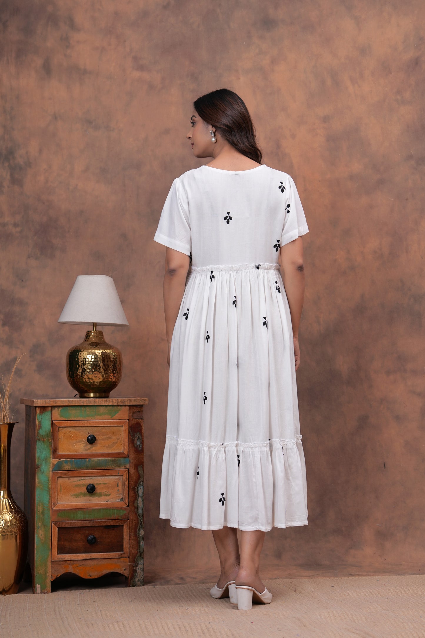 Embroidered Cotton Ethnic Maxi Dress