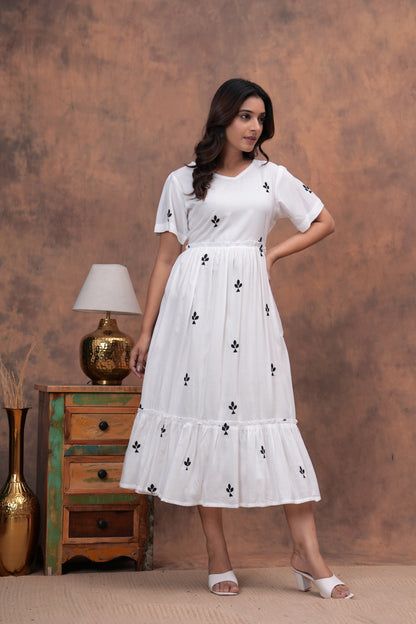 Embroidered Cotton Ethnic Maxi Dress