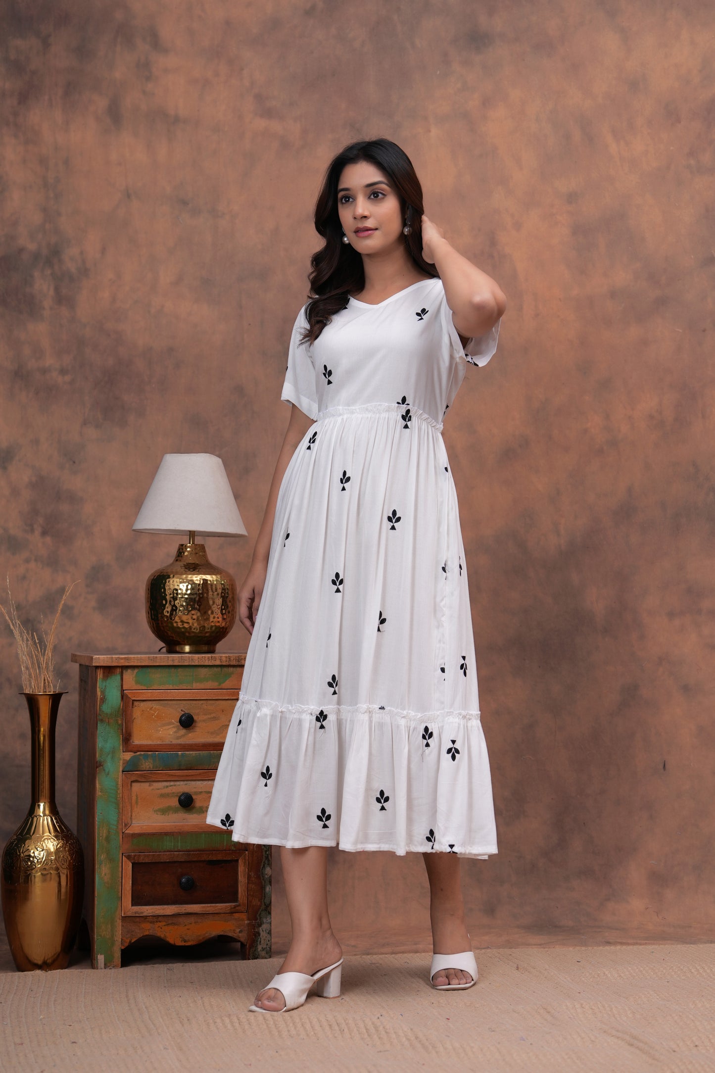 Embroidered Cotton Ethnic Maxi Dress