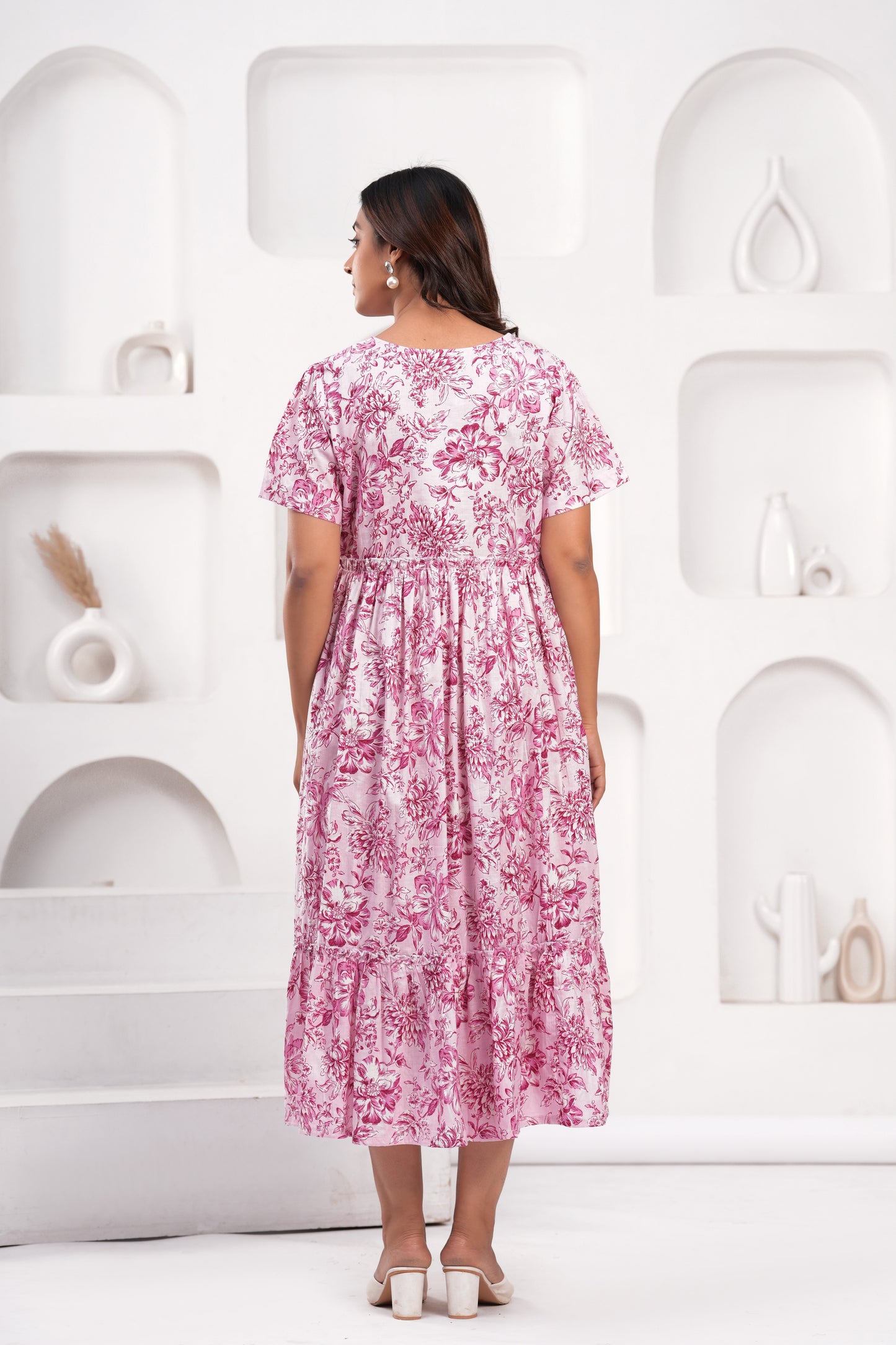 Floral Printed A-Line Cotton Dress