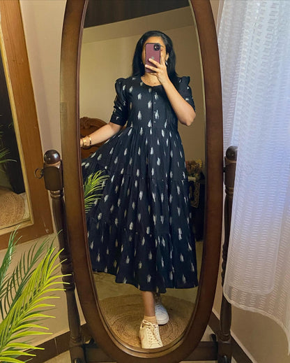 Printed Pure Cotton Stitched Flared/A-line Gown