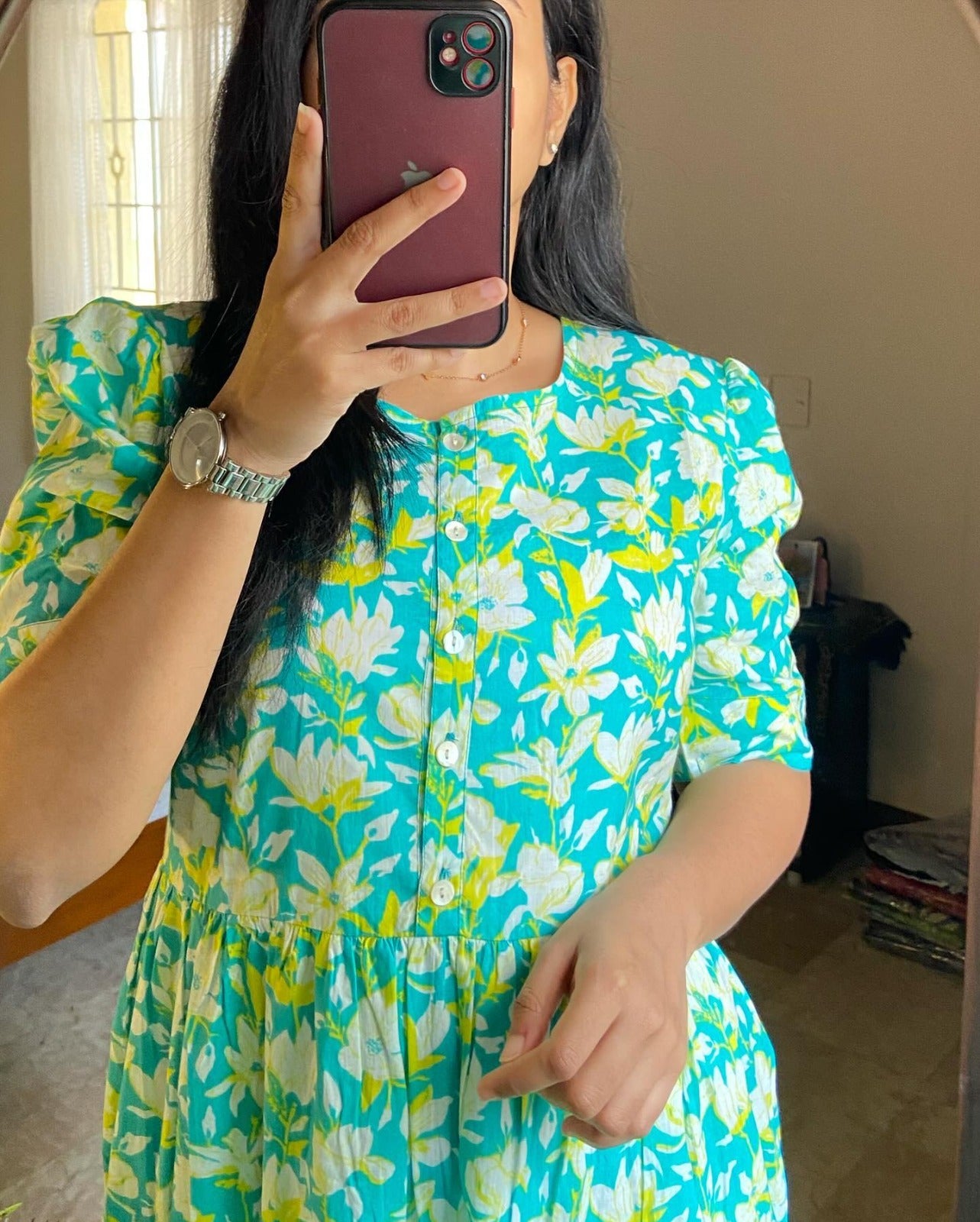 Women Fit and Flare Green Dress
